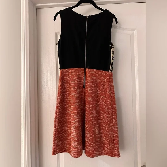 Maeve by Anthropologie black red and cream mixed media color block dress size S - Picture 2 of 4